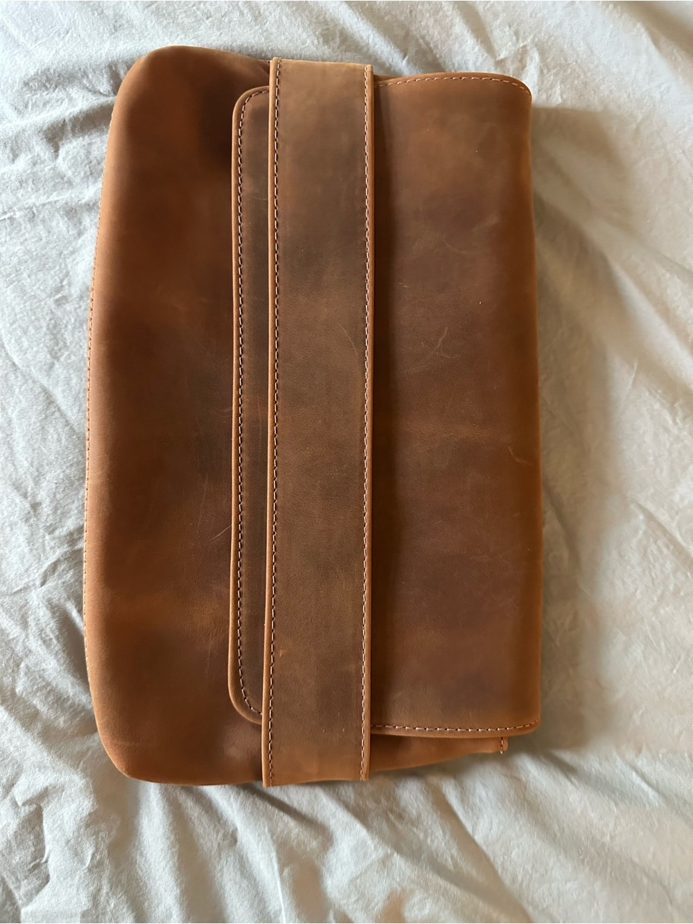 Men's Leather Fold-Over Clutch Bag in Brown